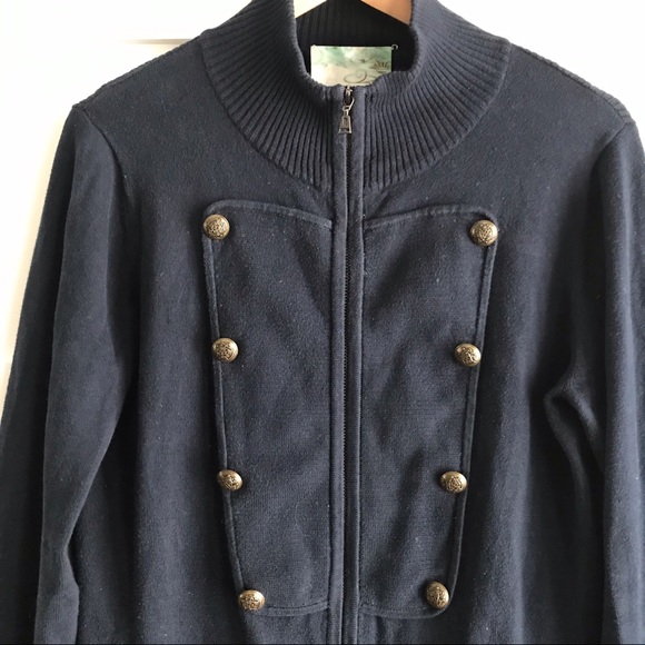 Baia Sweaters - Baia military nautical inspired full zip sweater